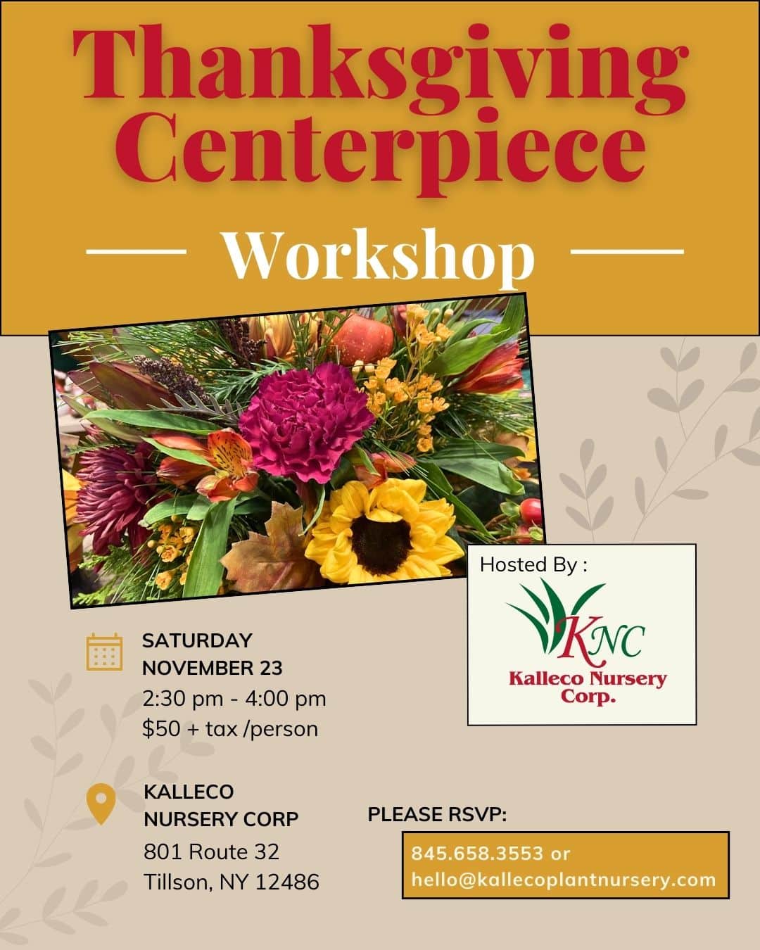 KNC 2024 Thanksgiving Centerpiece Workshop Flyer