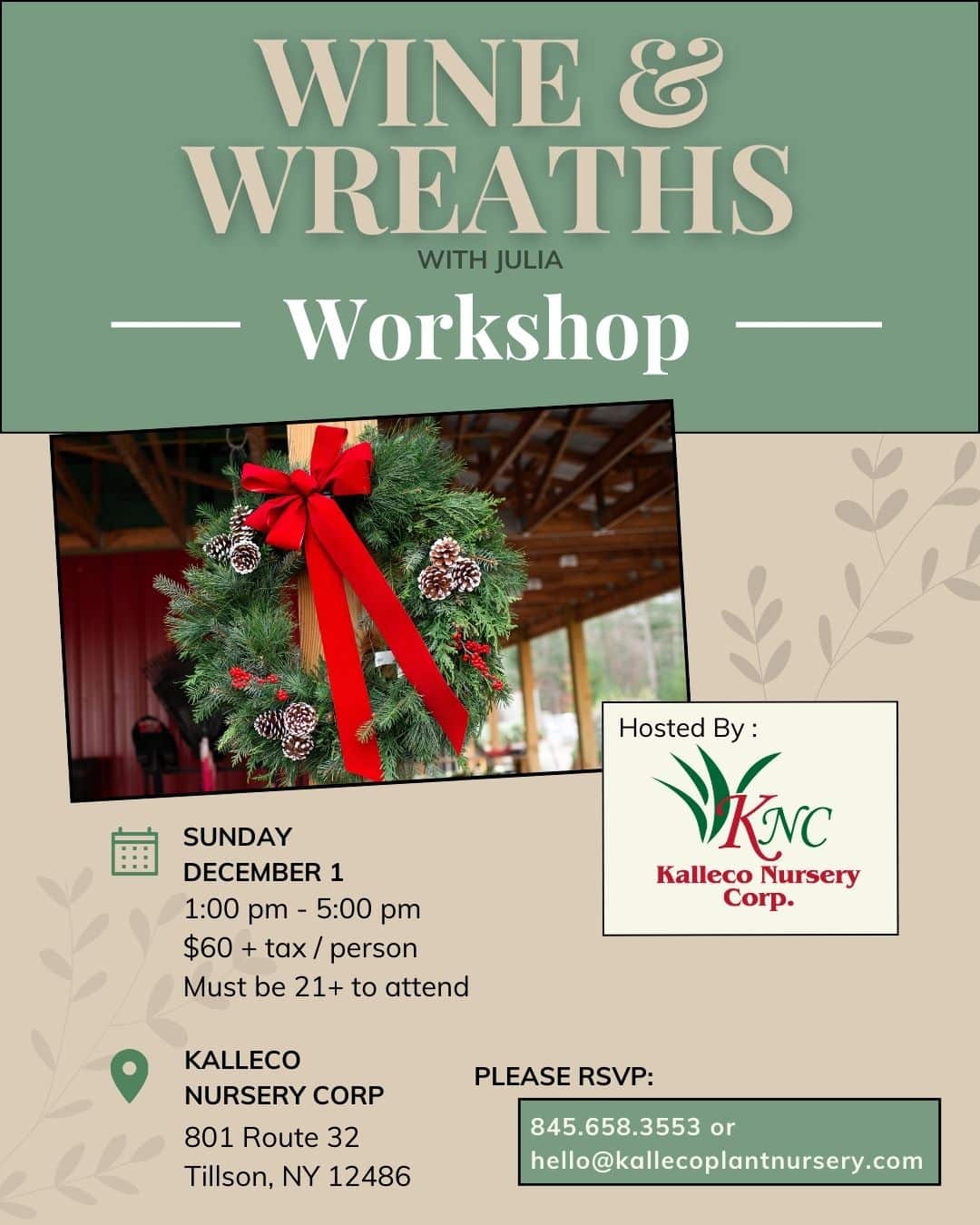 KNC 2024 Wreaths and Wine Workshop Flyer